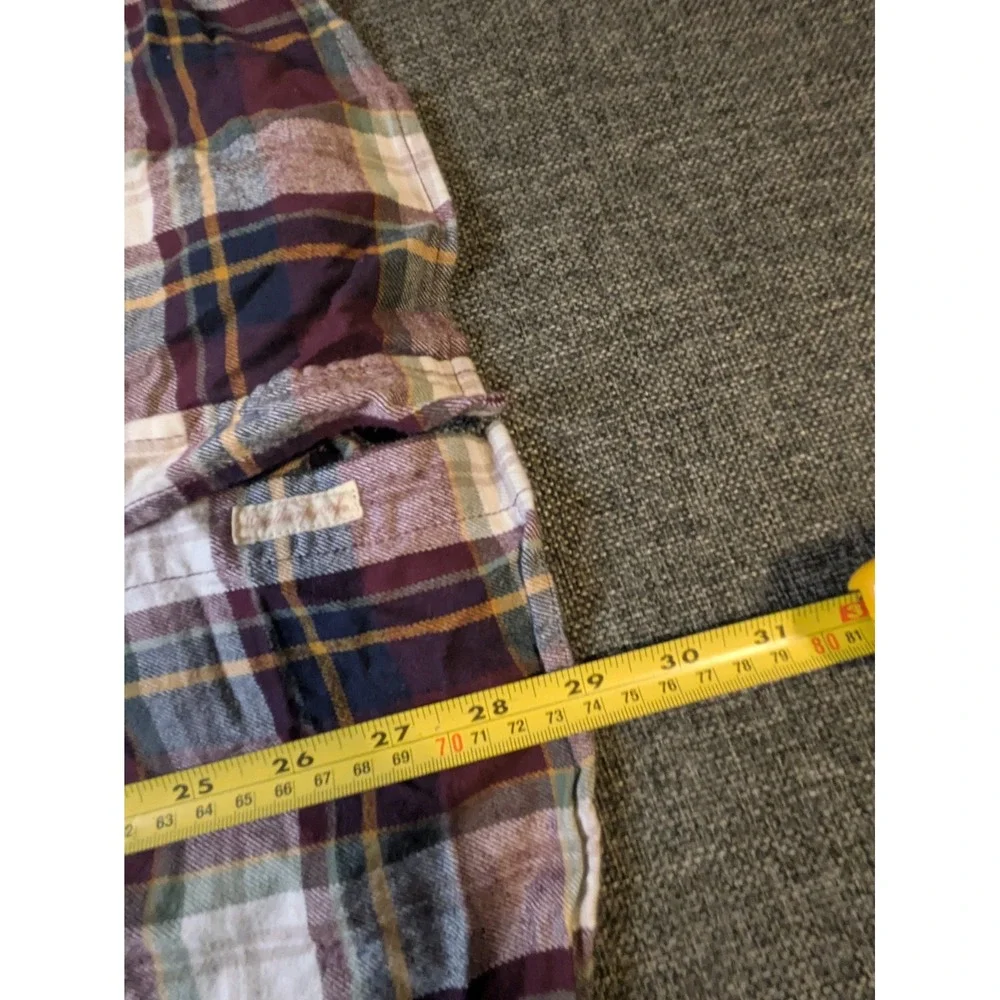 Weatherproof Vintage Men's large Red Plaid  Flannel Button-Down Shirt Striped